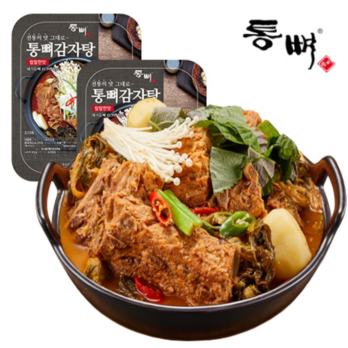 통뼈감자탕 [통뼈감자탕 칼칼한맛] 부산 20년 전통의 맛 그대로 감자탕 4팩 (4KG), 칼칼한맛 4팩/단품