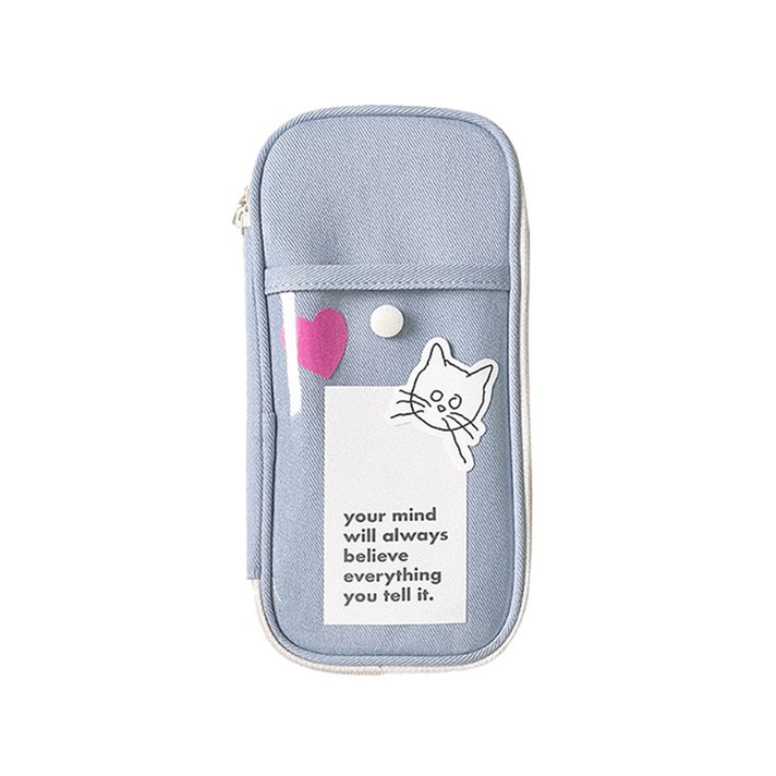 초여름 클리어 포켓 필통 펜슬 파우치 June, Inde Blue