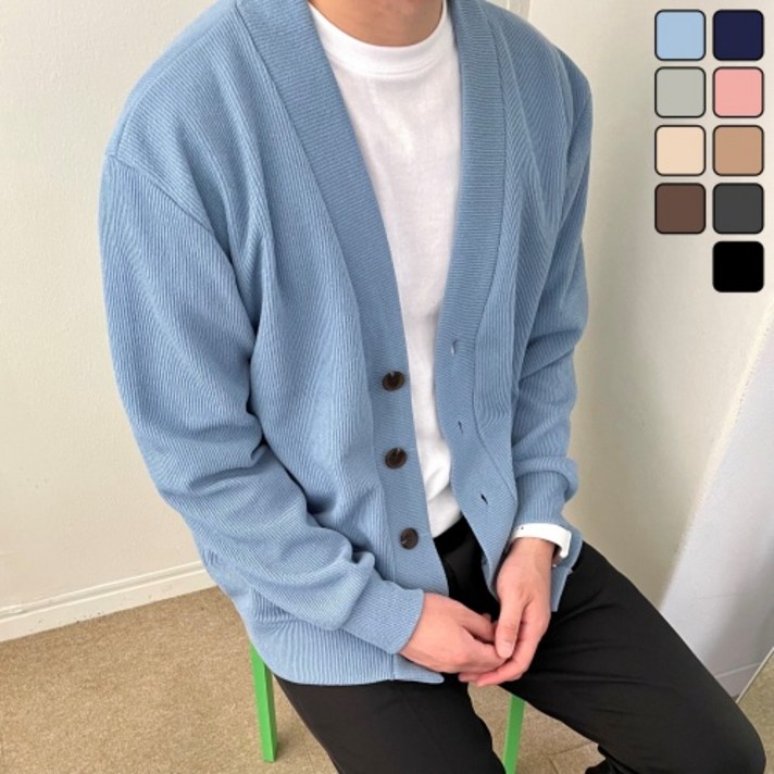 남자 니트 가디건 간절기 사무실 출근룩 빅사이즈 아우터 M-3XL cardigan-블랙