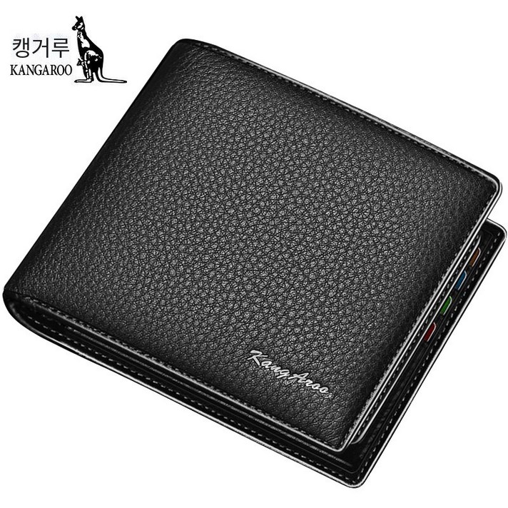캥거루 지갑 남성 가죽 짧은 지갑 남성 청소년 첫 소 면허증 클립 패션 한국어 스타일 지갑