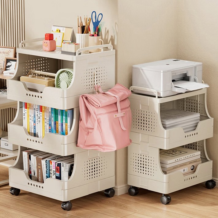 리보아 이동식 틈새 트롤리 접이식 주방 수납장 카트 2단 3단