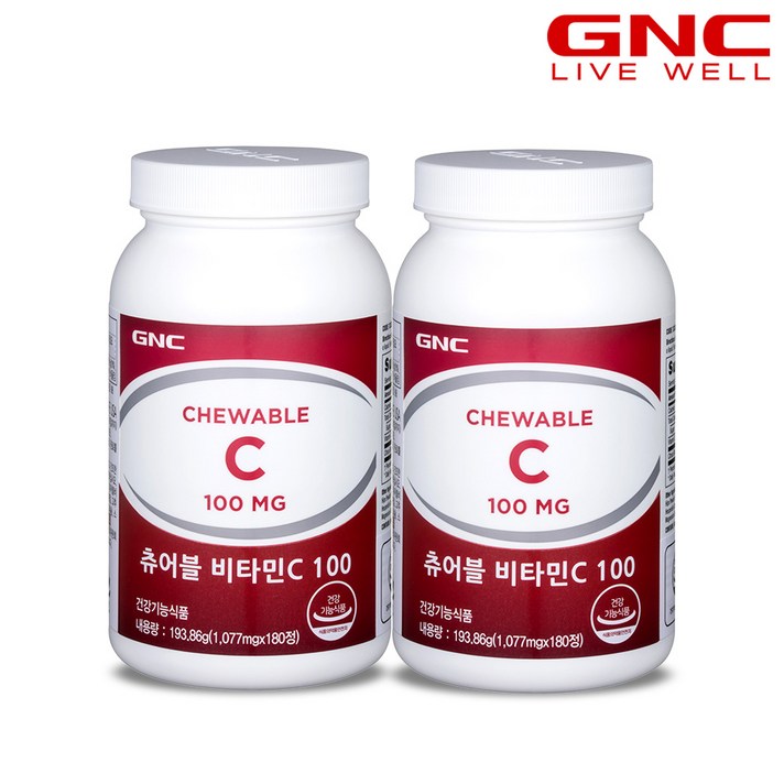 [GNC] 츄어블 비타민 C 100 (180정) 2개월분 x2병, 단품, 단품