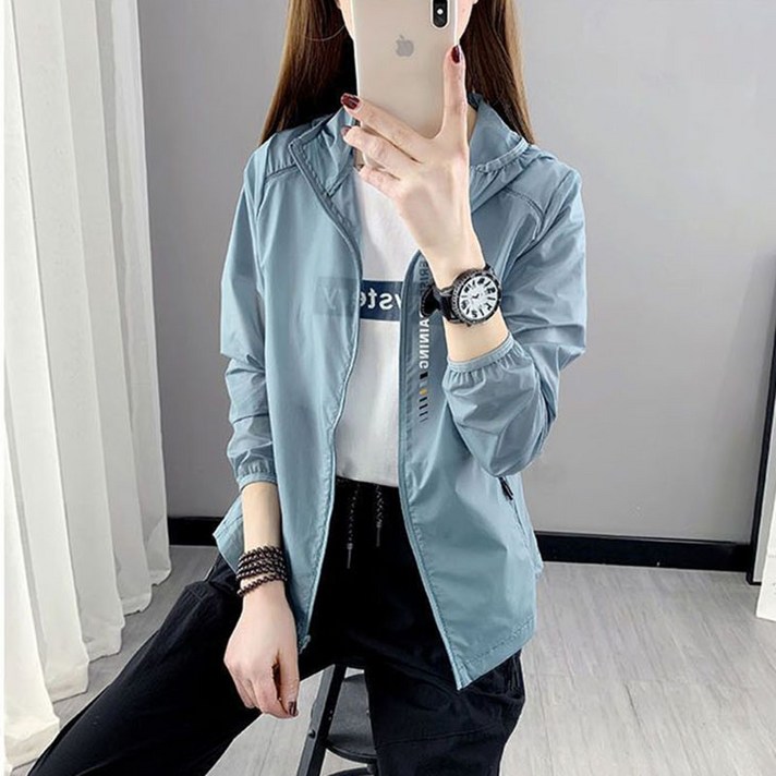 여성 여름 바람막이 후드 집업 긴팔 상의 Women's coat