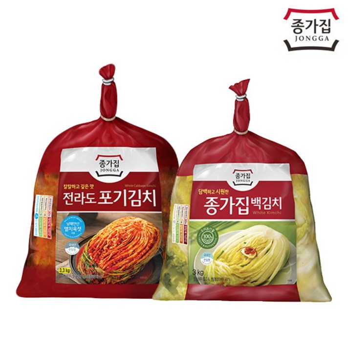 [종가집] 전라도 포기김치 3.3kg+백김치 3kg, 상세 설명 참조