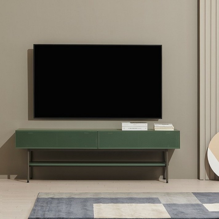 한샘 클린트 어반 180cm 콘솔 높은 거실장_스틸도어형 (3종 택1), 그린(C)