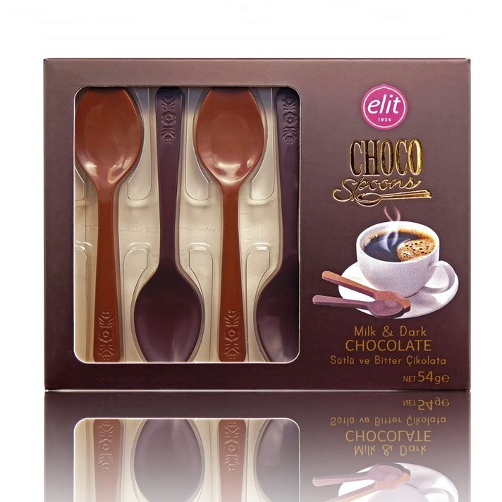  재미있는 스푼 초콜릿 6개입 다크 밀크 크리스마스 초콜렛 선물 사무실 간식, 54g, 1개 