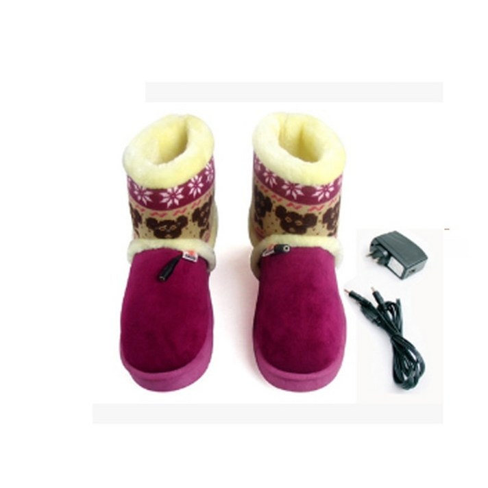 전기 발난로 풋워머 전기 신발 발 따뜻한 면 슬리퍼 전기 히터 USB 충전식 산호 벨벳, 스타일12 26cm