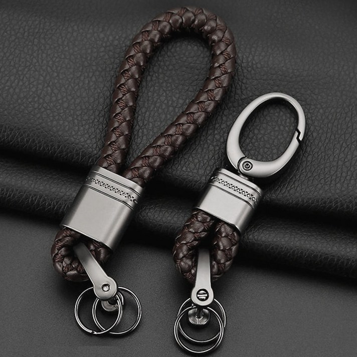 로블론 시에라 자동차 가죽 키링 키홀더 벤츠 BMW 제네시스 현대 기아 새차 차 열쇠고리 선물, 모던-라이트브라운 세트