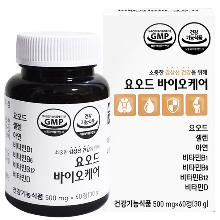 타이거아울렛 요오드 갑상선 건강 60정 x 1병 약 2개월분 여성 아이오딘 비타민B군 셀렌 아연 비타민D 갑상샘 호르몬 합성 필요 영양제, 단품, 단품