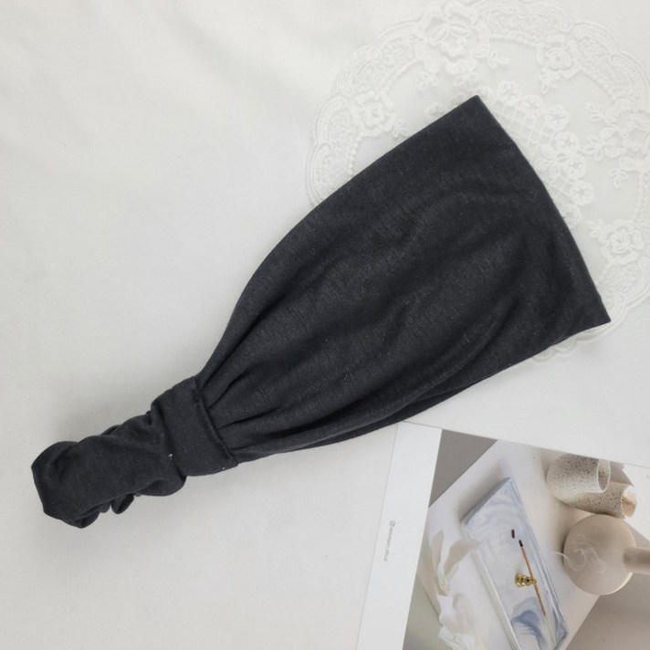  무지 면 와이드 고무줄 헤어밴드 넓은 터번 반다나 식당 요리 엄마 머리띠 새치커버 빈모 