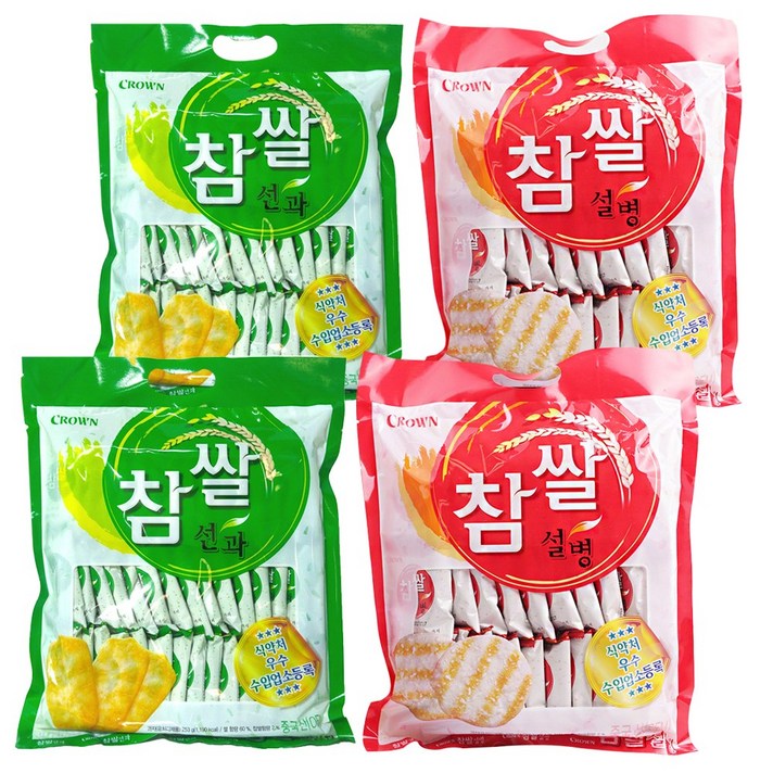 크라운 참쌀 설병 270 g + 선과 253 g 세트, 2종, 2세트