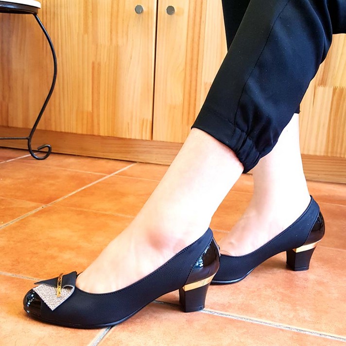 신라신 5cm 여성용 굵은굽 비녀장식 펌프스 엄마정장화 220-255 수제화