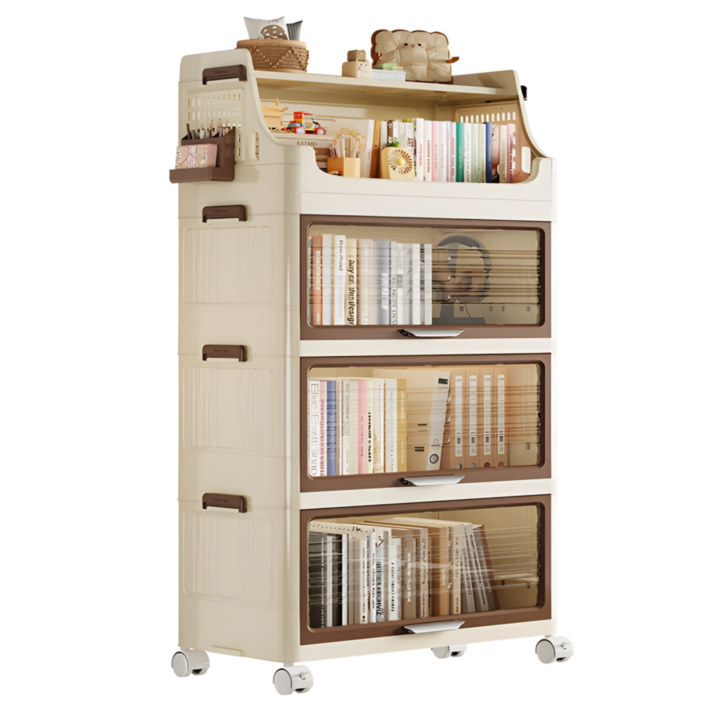 티올로그 이동식 폴딩 다용도 수납 정리함 4단 대용량 리빙박스, 아이보리