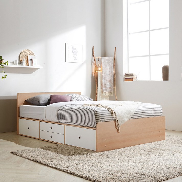 동서가구 미휴 깊은서랍 2단 슈퍼싱글 SS 수납침대 프레임 DF636030, 메이플