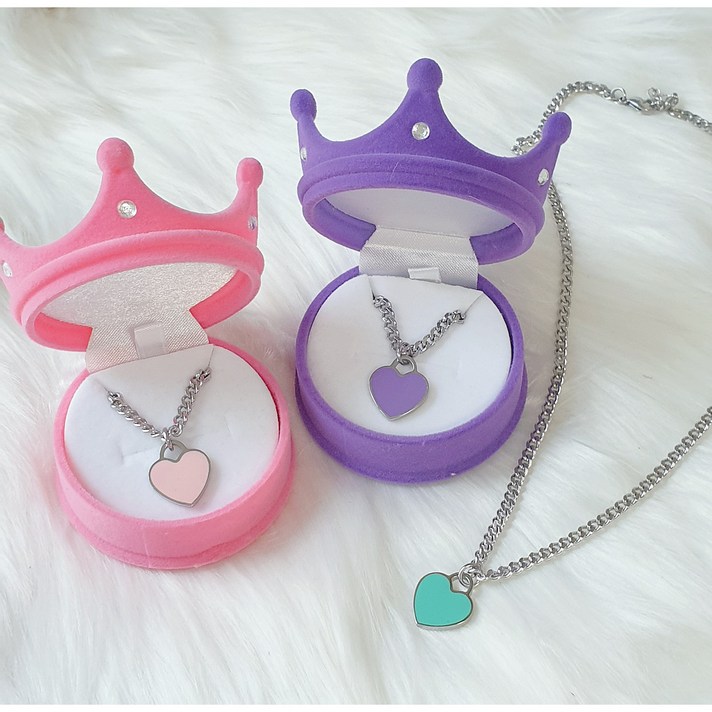 [1+1 케이스무료증정] 샤이니유 파스텔하트 써지컬스틸 미아방지목걸이, (보라) 35+3cm, (보라) 35+3cm