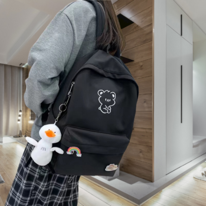  귀여운 캐릭터 커플 가방 남여공용 학생 백팩 