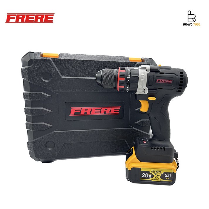 FRERE 충전 해머 함마드릴 드라이버 18V FCD-20N 디월트배터리 호환, 03.본체+5.0A배터리 2개+충전기, 1세트