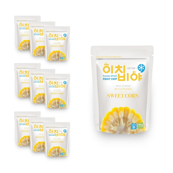 이치비야 동결건조 과일칩 옥수수(30g) 10개입, 1세트, 동결건조 과일칩 옥수수 9+1