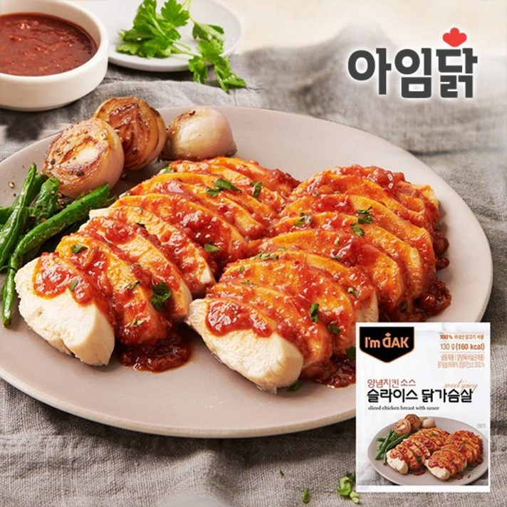 아임닭 양념치킨 소스 닭가슴살 슬라이스, 20개, 130g