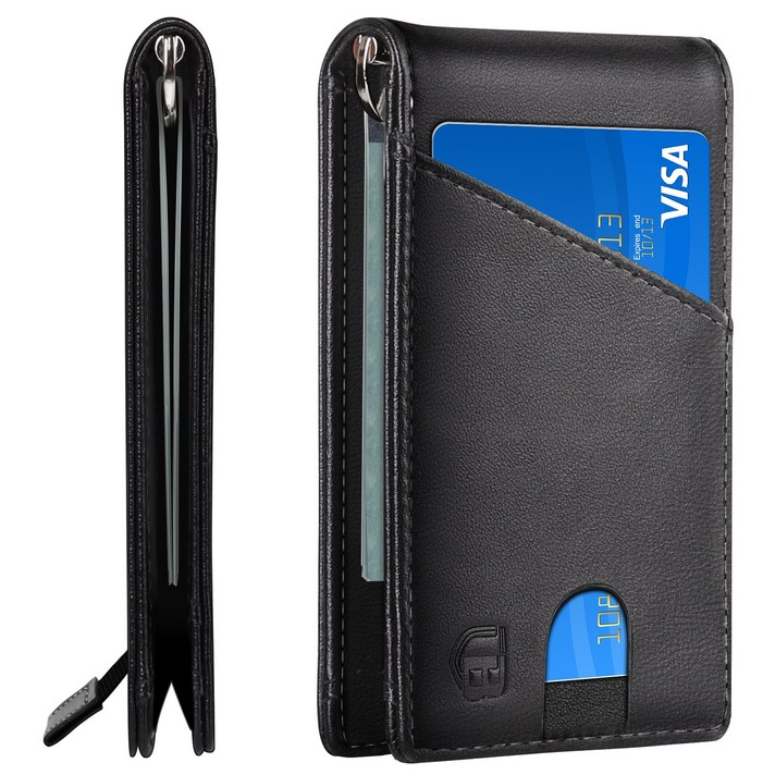 BIAL 남성용 머니클립 프리미엄 RFID 슬림 가죽 지갑