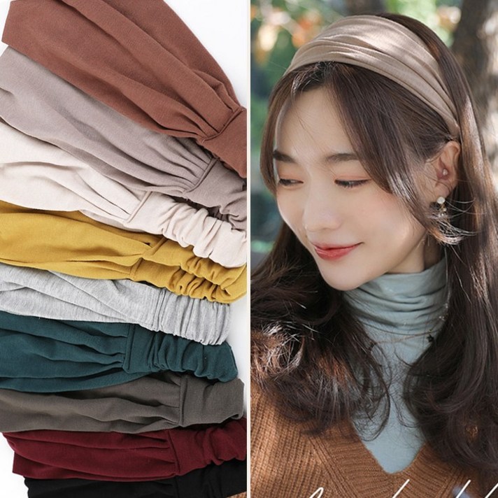 세상편한 데일리 반다나 헤어밴드 터번 넓은 와이드 여자 여성 면 예쁜 두꺼운 기본 머리띠