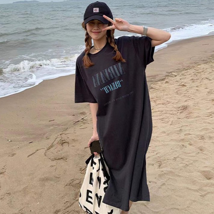 너바나 반팔 원피스 홈웨어 롱원피스 실내복 잠옷