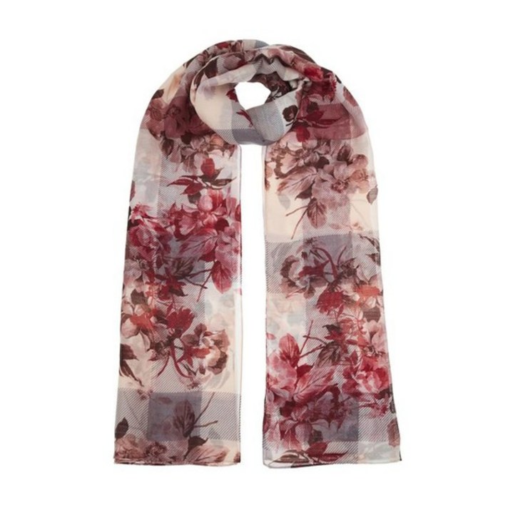 [닥스 악세서리 여성]핑크 플라워 울 실크 스카프 WCSC0F301C2