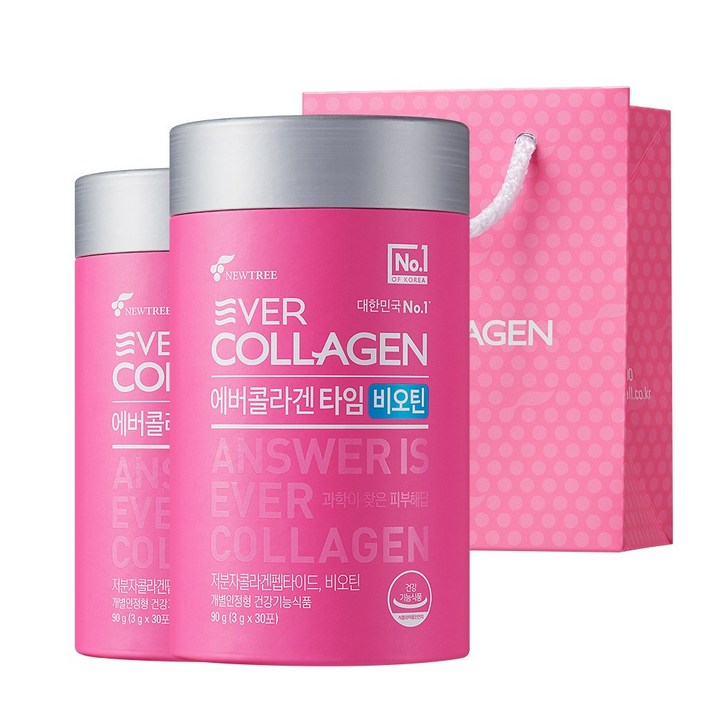 에버콜라겐 타임 비오틴 + 미니쇼핑백 구성, 90g(3g*30포), 2박스