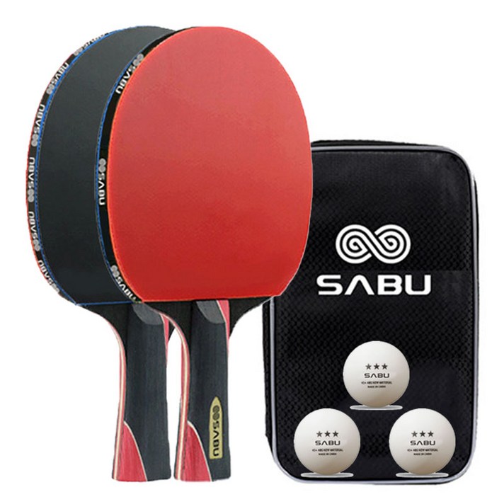  [ 라켓2p+공3p+가방 ] SABU 카본 탁구라켓 입문용 쉐이크 핸드, 세트 