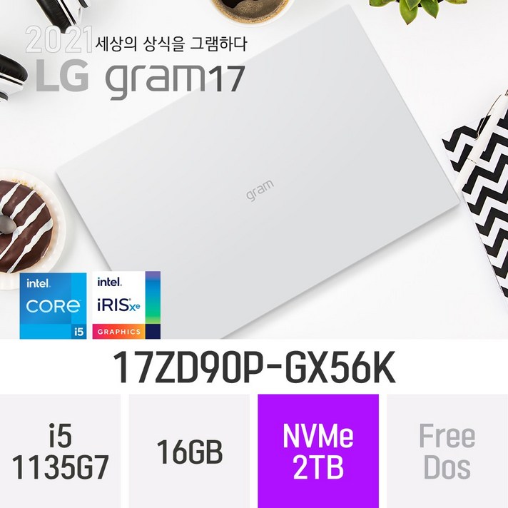 ((입고완료 / 오늘출발)) LG 2021 그램17 17ZD90P-GX56K [한컴 오피스 증정], 2TB, 윈도우 미포함, 16GB