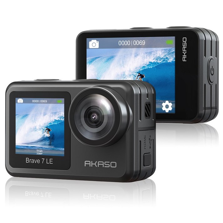 AKASO Brave 7 LE 4K30FPS 20MP WiFi 터치스크린 방수 액션캠 자전거 오토바이 블랙박스{프로페셔널 버전}, b7 le