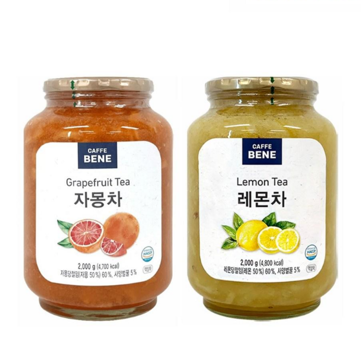 카페베네 자몽차 2kg+레몬차 2kg, 총 4kg