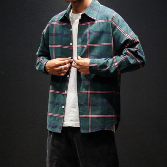 남자 체크셔츠 남성 학생 캐주얼 남방 난방 긴팔셔츠