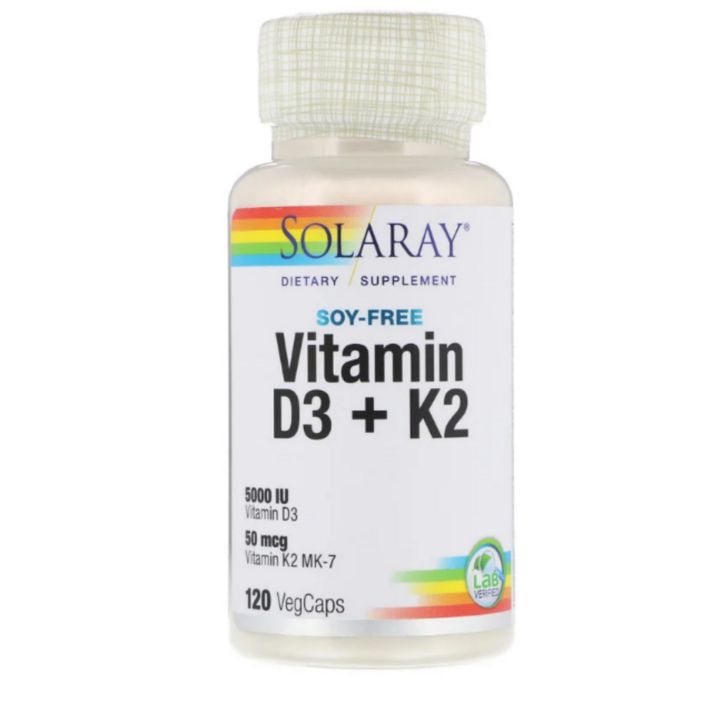 솔라레이 비타민 D-3 K-2 콩 불포함 120 캡슐