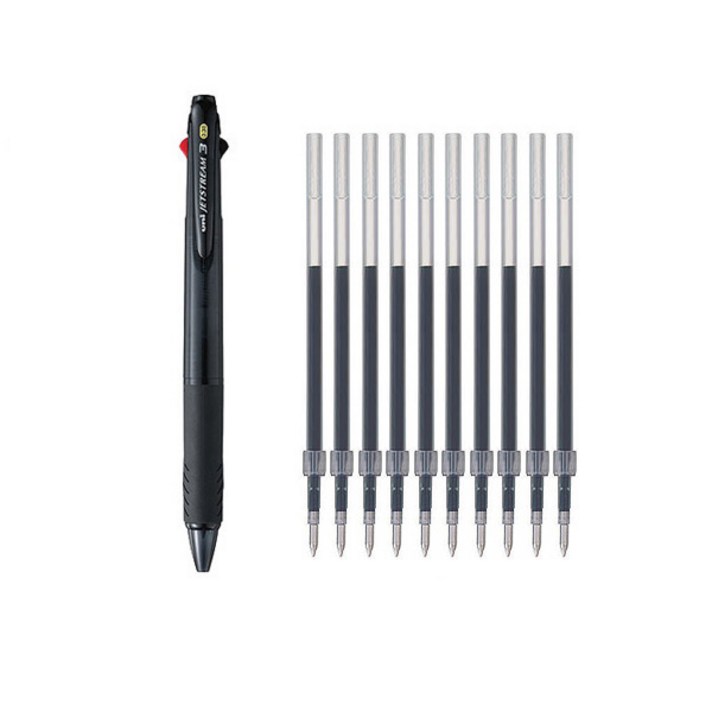 제트스트림 3색볼펜 0.38mm + 리필심 블랙 10p, 1세트