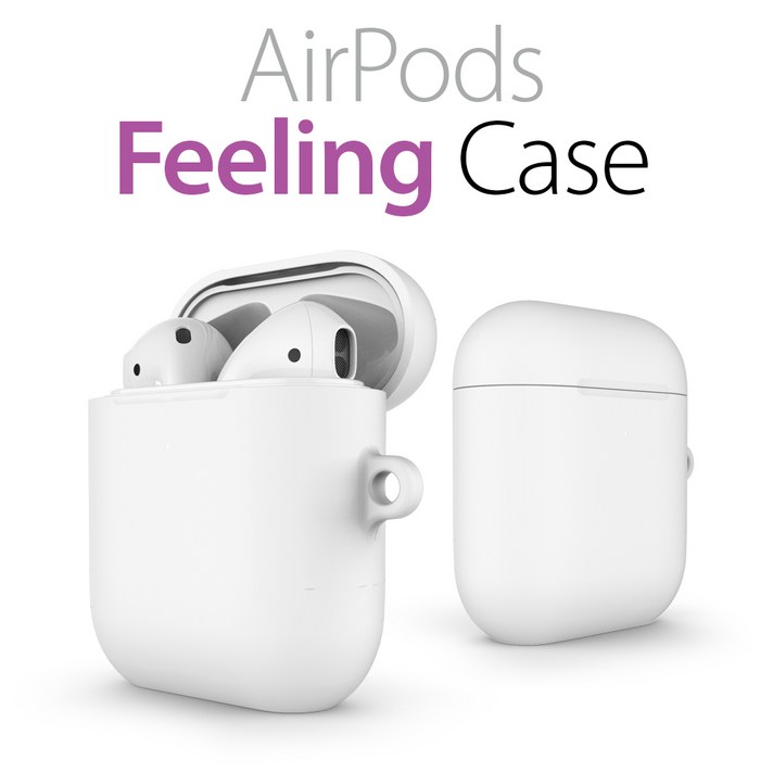 에어숨 에어팟 소프트필링 케이스 블루투스 이어셋, 화이트, 에어숨 소프트필링 케이스