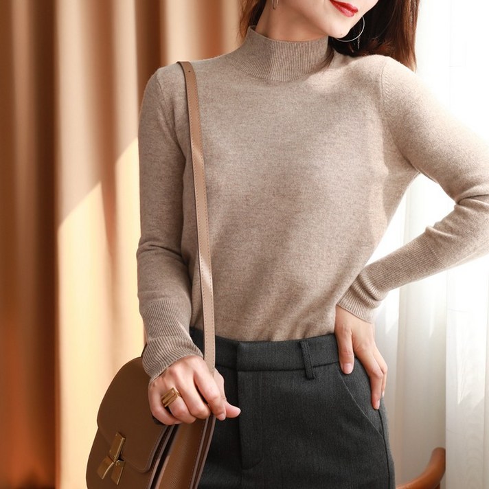 요모조모 4518 캐시미어 반목폴라 여성 니트티