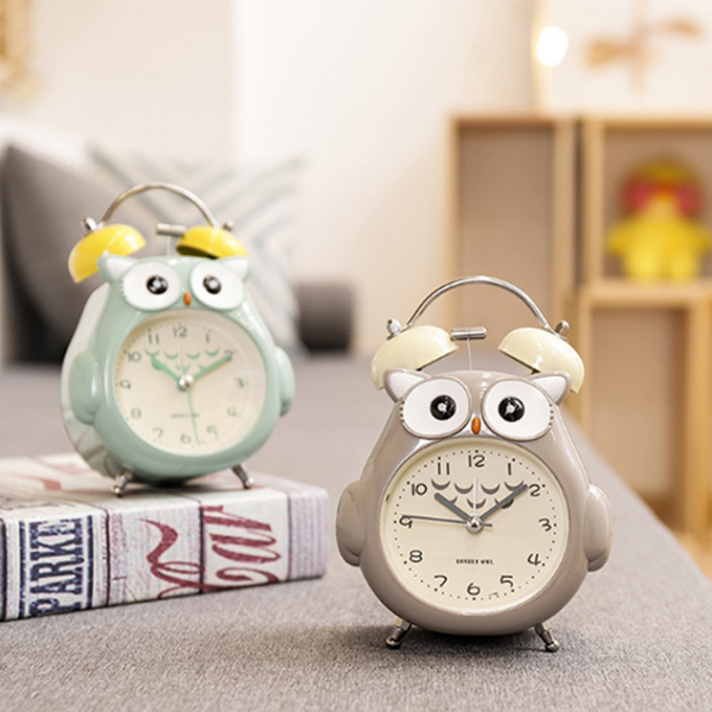 제이스 저소음 부엉이알람시계 강력한 벨소리 졸업선물 입학선물, 그레이