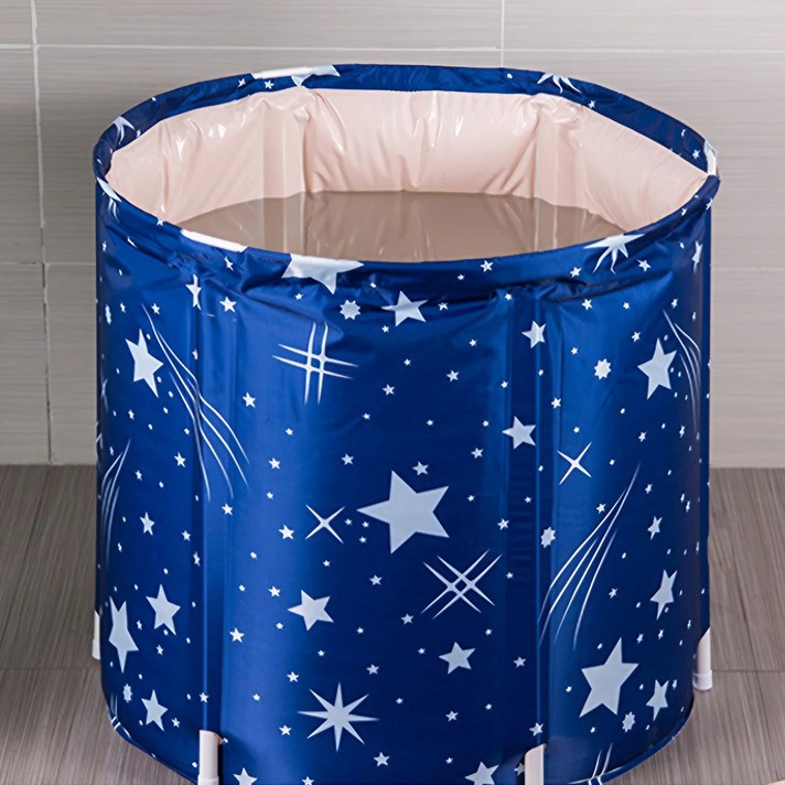 원터치 접이식 1인 가정 사우나 반신 욕조 65 x 70 cm, 블루, 1개