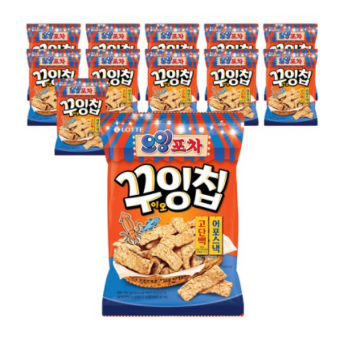 롯데제과 오잉포차 꾸이오잉칩 스낵, 100g, 72개