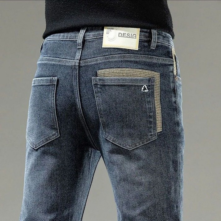 AOKADA 남성 스판 데님 팬츠 봄 가을 일자 청바지