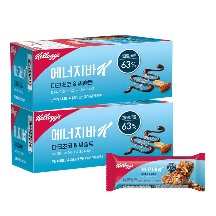  켈로그 에너지바 다크초코&씨솔트 30g (12개입) x 2박스, 360g, 2개 