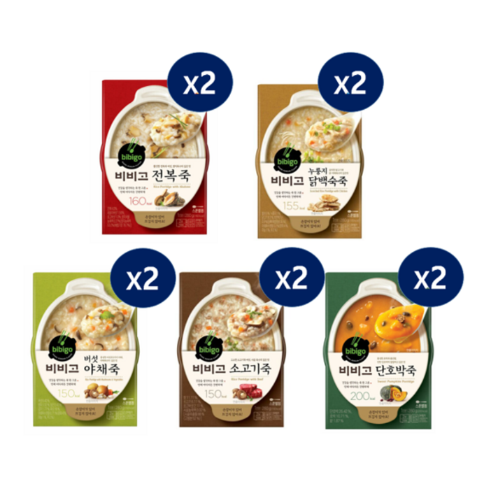 총 10개입/280g 비비고죽 닭2 전복2 버섯야채2 소고기2 단호박2, 상세설명 참조, 없음