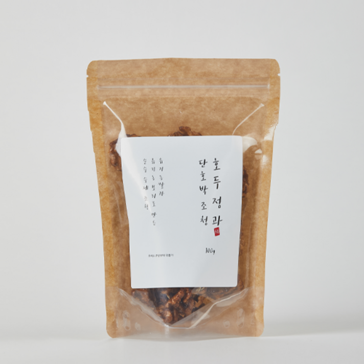[주주나라] 호두강정 100g 카라멜/시나몬/단호박 맛 수제간식 건강간식 어르신간식 임산부간식, 4. 파우치 100g (카라멜조청), 1개