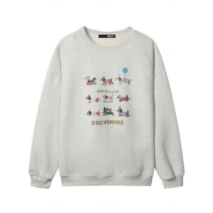 닥스훈트 드로잉 융털 기모맨투맨 BW4TS011L0