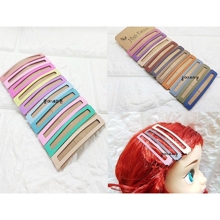 (10pcs)사각컬러똑딱핀/사각똑딱핀/스퀘어 컬러 똑딱핀/헤어핀 헤어끈 실핀