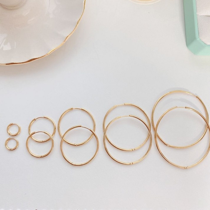 일루아샵 [써지컬스틸] 골드 링 귀걸이