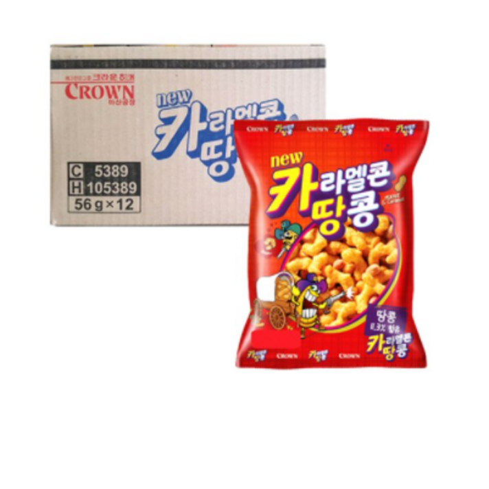 크라운 카라멜콘땅콩 과자, 56g, 12개입