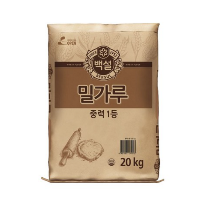 백설 중력1등 밀가루, 20kg, 6개