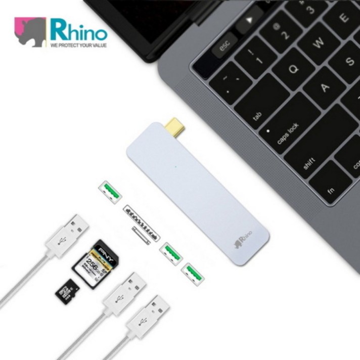 라이노 USB 타입C 멀티 허브 알루미늄 5 in 1 RUC-10, 스페이스 그레이